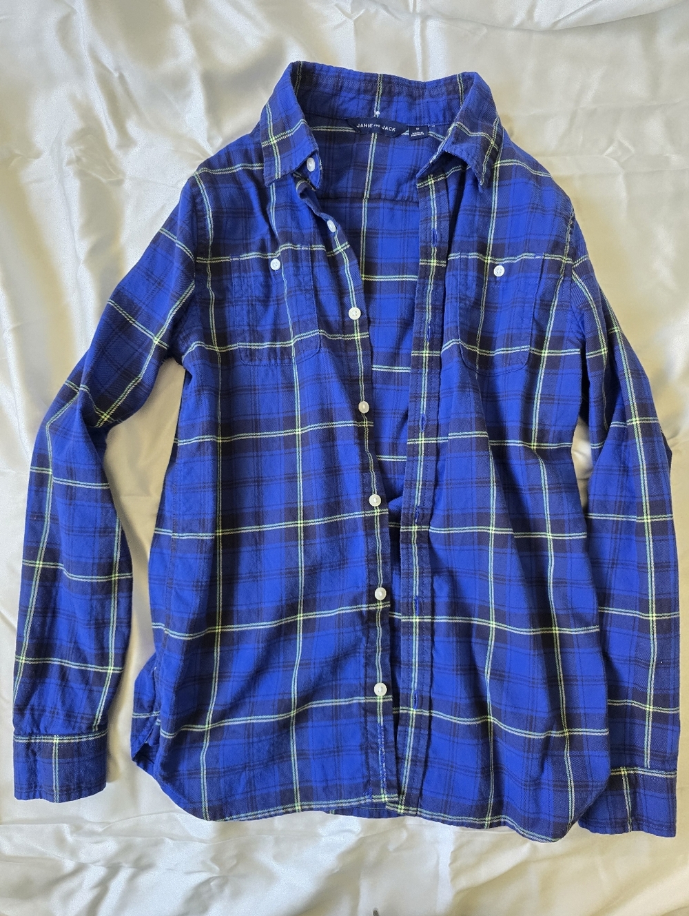Janie And Jack Flannel Blue Plaid Button-Up Shirt